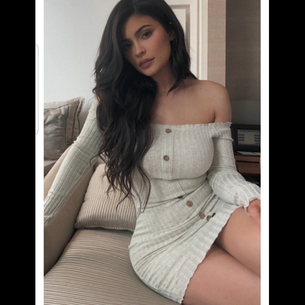 Oatmeal sweater dress.